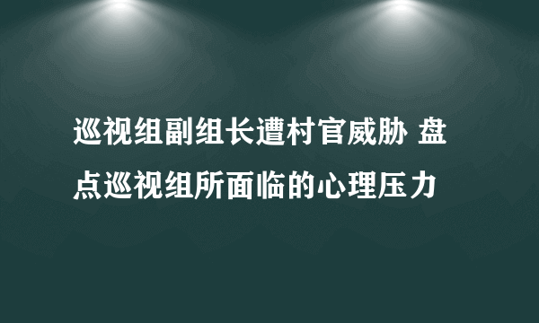 巡视组副组长遭村官威胁 盘点巡视组所面临的心理压力