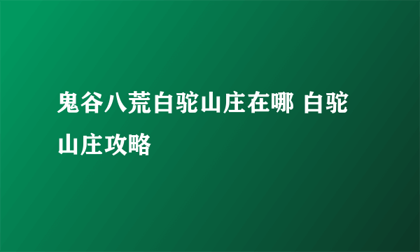 鬼谷八荒白驼山庄在哪 白驼山庄攻略