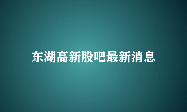 东湖高新股吧最新消息