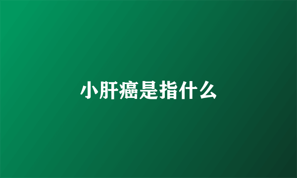 小肝癌是指什么