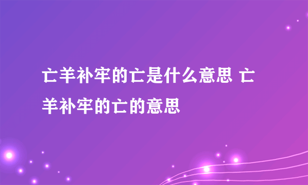 亡羊补牢的亡是什么意思 亡羊补牢的亡的意思