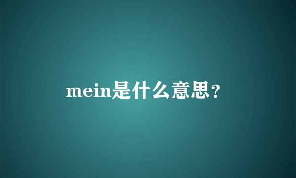 mein是什么意思？