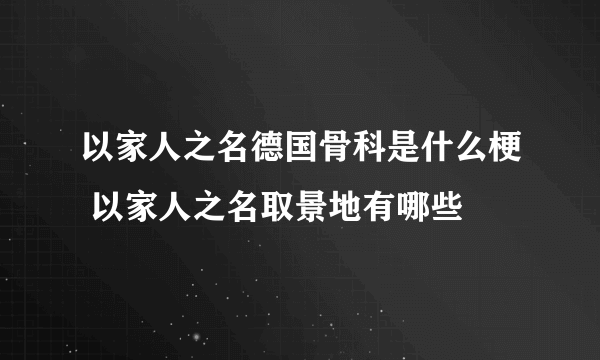 以家人之名德国骨科是什么梗 以家人之名取景地有哪些