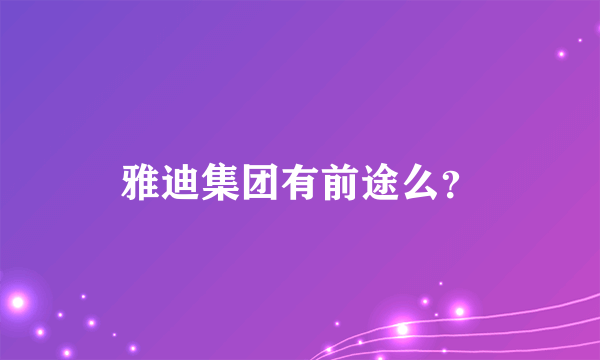 雅迪集团有前途么？