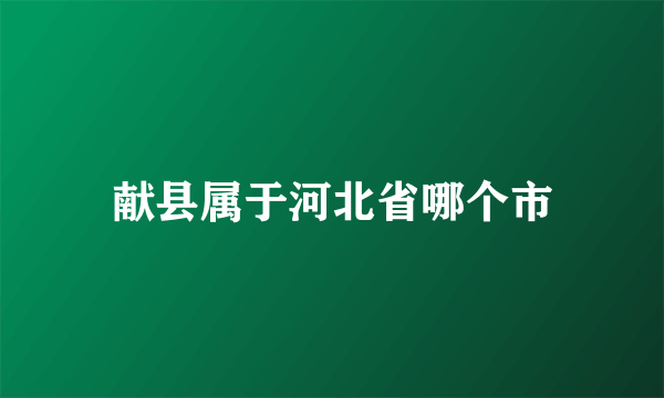 献县属于河北省哪个市