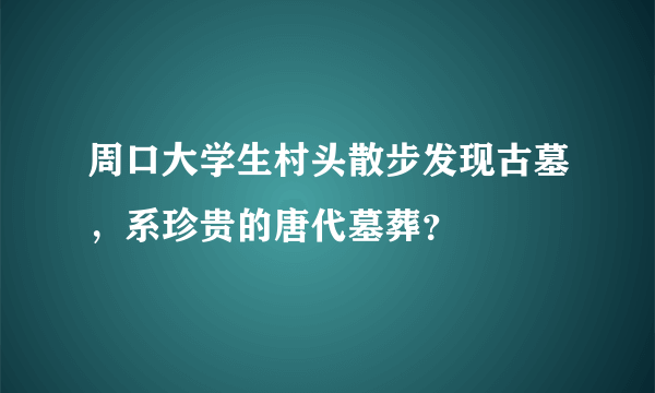 周口大学生村头散步发现古墓，系珍贵的唐代墓葬？