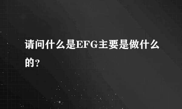 请问什么是EFG主要是做什么的？