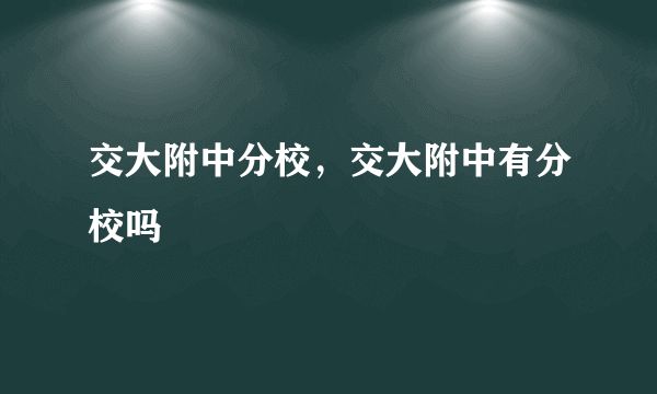 交大附中分校，交大附中有分校吗