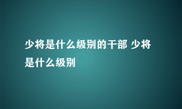 少将是什么级别的干部 少将是什么级别