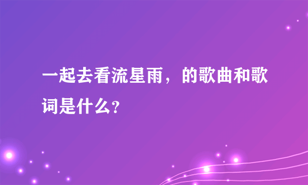 一起去看流星雨，的歌曲和歌词是什么？