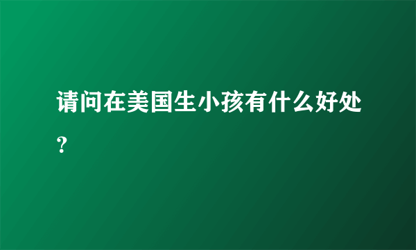 请问在美国生小孩有什么好处？