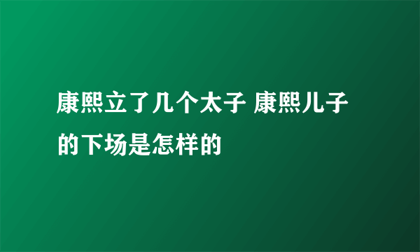 康熙立了几个太子 康熙儿子的下场是怎样的