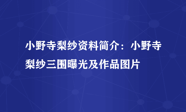 小野寺梨纱资料简介：小野寺梨纱三围曝光及作品图片