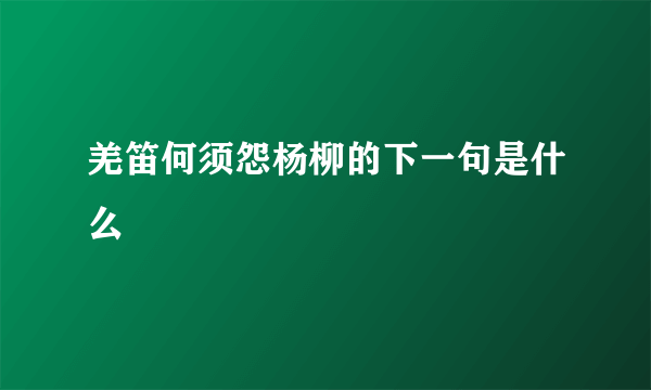 羌笛何须怨杨柳的下一句是什么