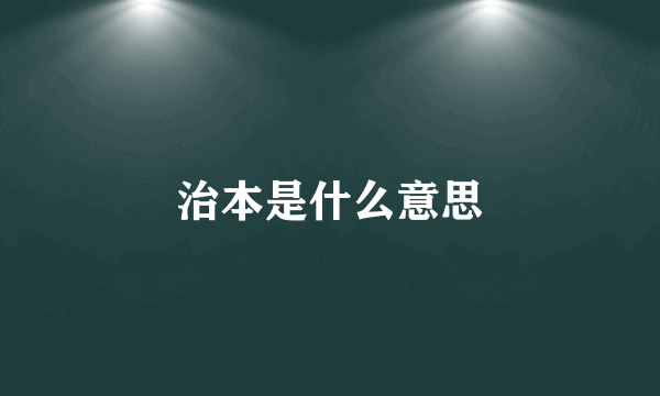 治本是什么意思