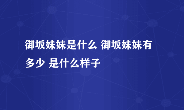 御坂妹妹是什么 御坂妹妹有多少 是什么样子