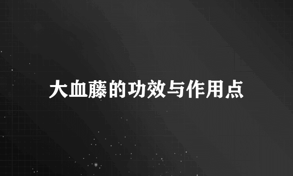 大血藤的功效与作用点