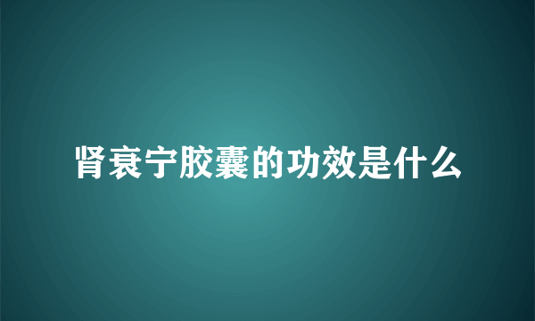 肾衰宁胶囊的功效是什么