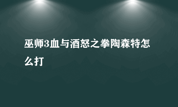 巫师3血与酒怒之拳陶森特怎么打