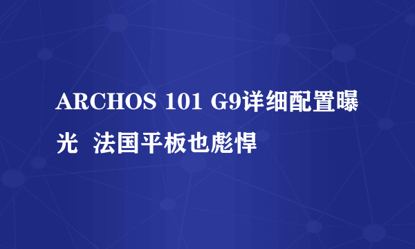 ARCHOS 101 G9详细配置曝光  法国平板也彪悍