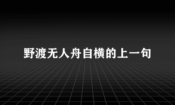 野渡无人舟自横的上一句