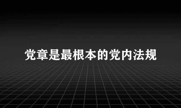 党章是最根本的党内法规