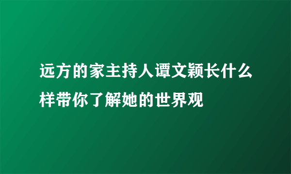 远方的家主持人谭文颖长什么样带你了解她的世界观