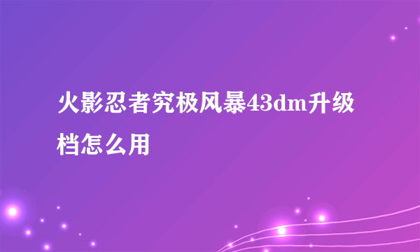 火影忍者究极风暴43dm升级档怎么用