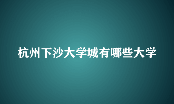 杭州下沙大学城有哪些大学