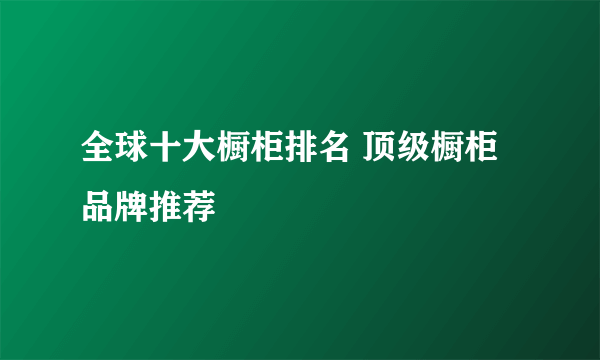 全球十大橱柜排名 顶级橱柜品牌推荐