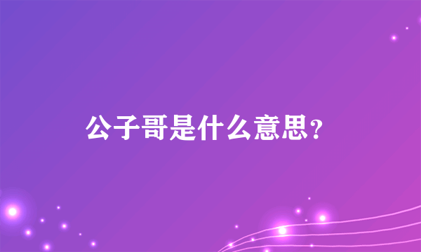 公子哥是什么意思？