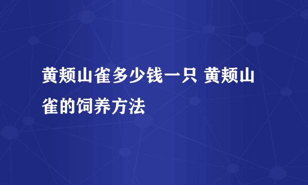 黄颊山雀多少钱一只 黄颊山雀的饲养方法