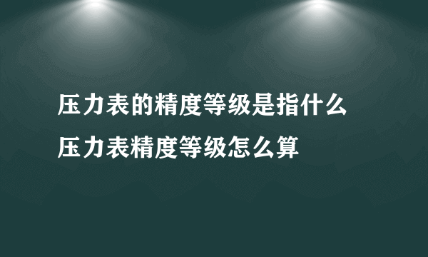 压力表的精度等级是指什么 压力表精度等级怎么算