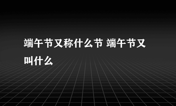 端午节又称什么节 端午节又叫什么