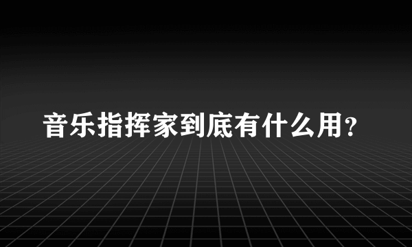 音乐指挥家到底有什么用？