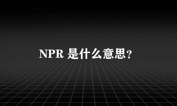 NPR 是什么意思？