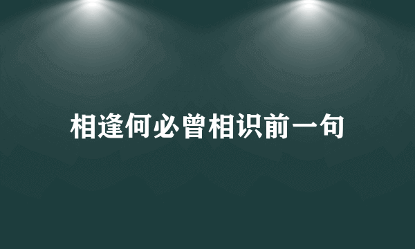 相逢何必曾相识前一句