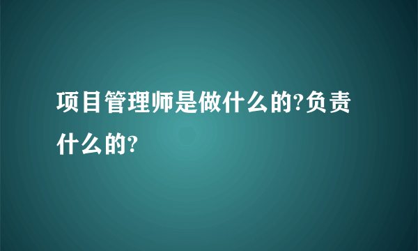 项目管理师是做什么的?负责什么的?