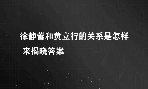 徐静蕾和黄立行的关系是怎样 来揭晓答案