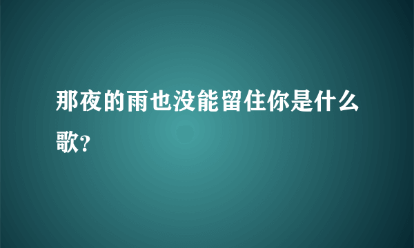 那夜的雨也没能留住你是什么歌？