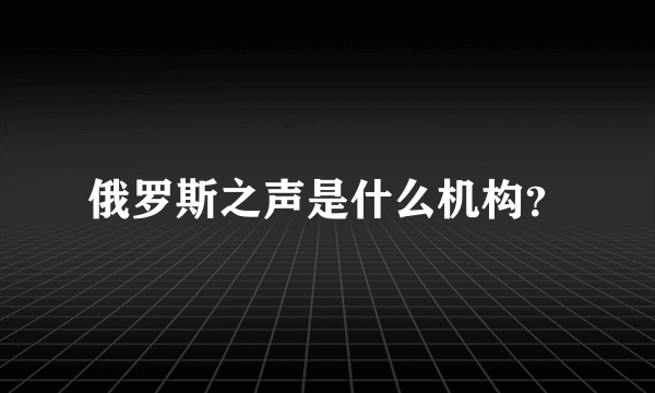 俄罗斯之声是什么机构？