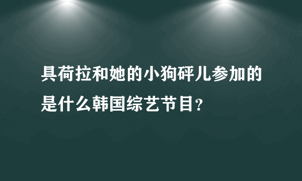 具荷拉和她的小狗砰儿参加的是什么韩国综艺节目？