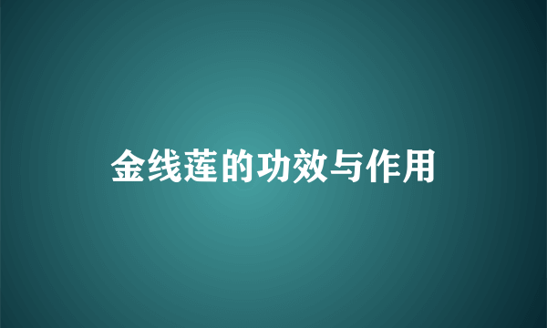 金线莲的功效与作用