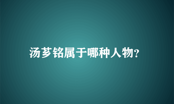 汤芗铭属于哪种人物？