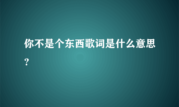 你不是个东西歌词是什么意思？