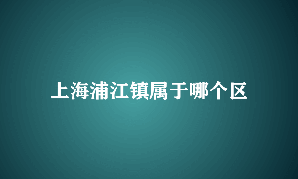 上海浦江镇属于哪个区