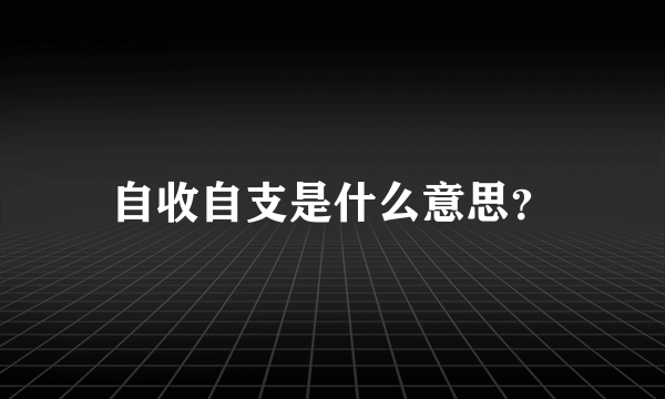 自收自支是什么意思？