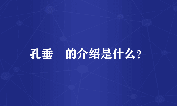 孔垂燊的介绍是什么？