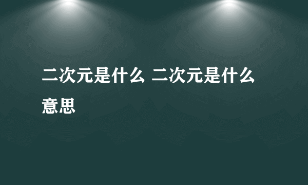 二次元是什么 二次元是什么意思