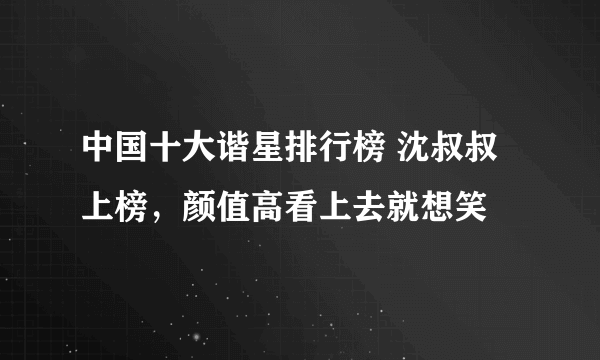 中国十大谐星排行榜 沈叔叔上榜，颜值高看上去就想笑